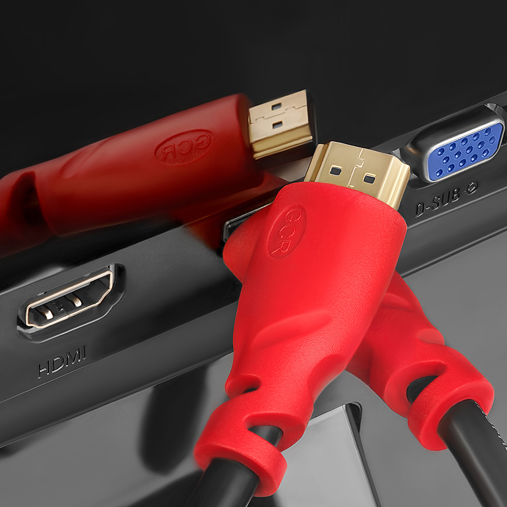 33-050519 кабель 2.0m, hdmi 2.0, красные коннекторы, hdr 4:2:2, ultra hd, 4k 60 fps 60hz / 5k*30hz, 3d, audio, 18.0 гбит/с, 28 awg, 3 x экран Greenconnect Santreyd  - Вид №2
