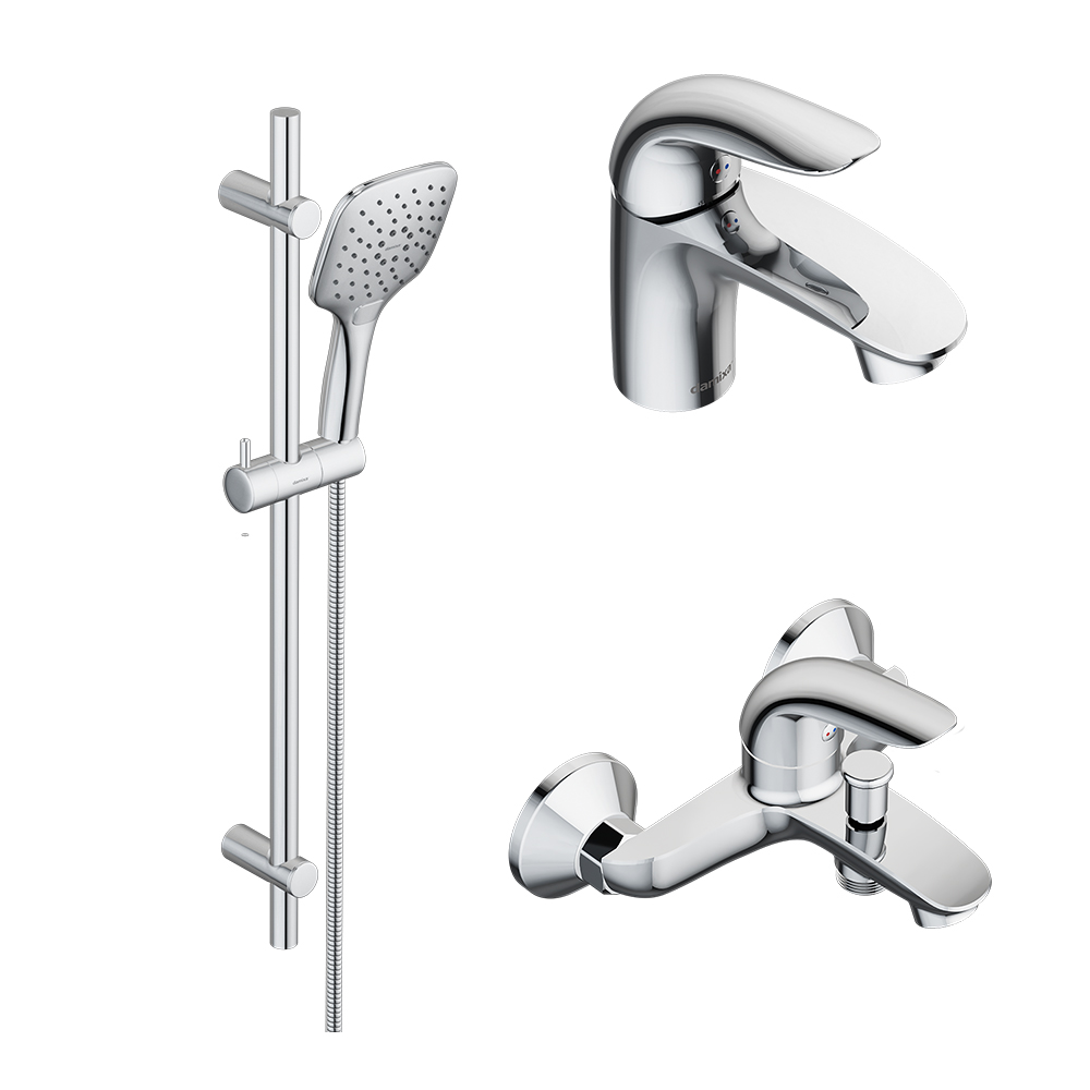 409310000 набор 3 в 1: смес. д/умывальника смес. для ванны/душа душ. комплект Damixa Palace Bit  - Вид №1