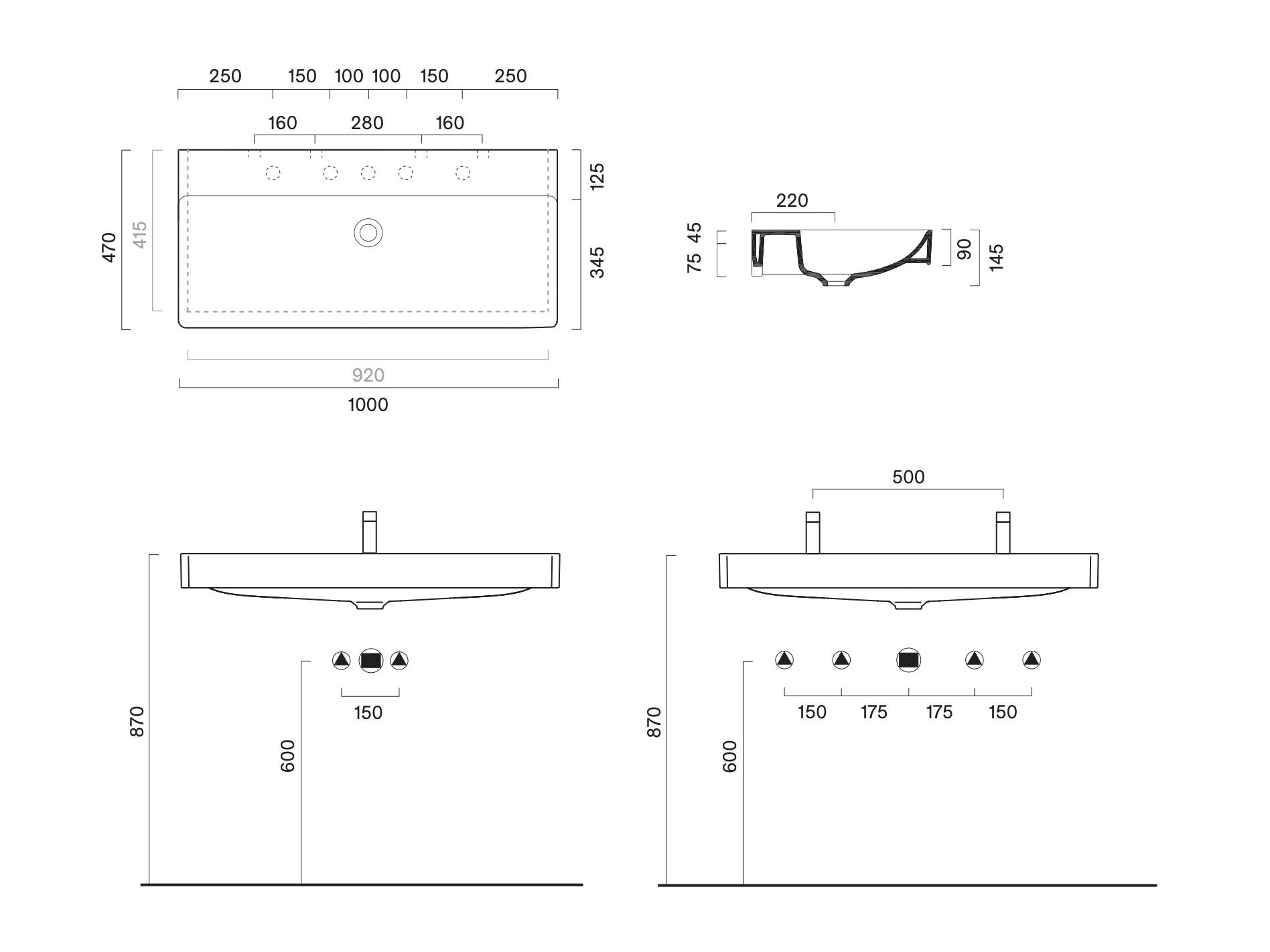 Прямоугольная одиночная раковина CERAMICA CATALANO ARCH-00067642 - Вид №2