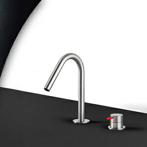 Смеситель для раковины сталь матовая с красной ручкой Toki Radomonte TKI30SCIL25