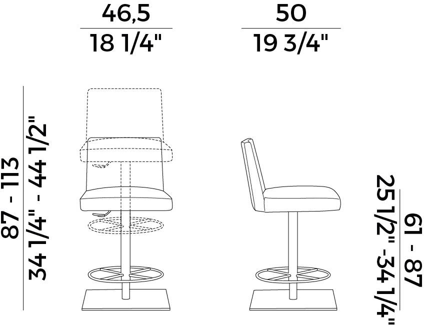 Potocco Высокий табурет с регулируемой высотой Greta 695/a-gas - Вид №2