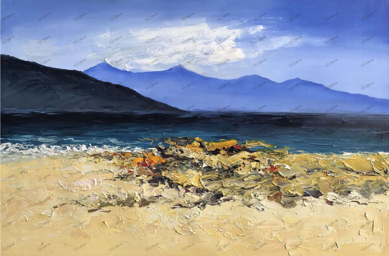 Картина на холсте 90х120 см "Берег моря - 2" EVENHOME КАРТИНЫ МАСЛОМ 129964 Бежевый;голубой;синий;разноцветный 