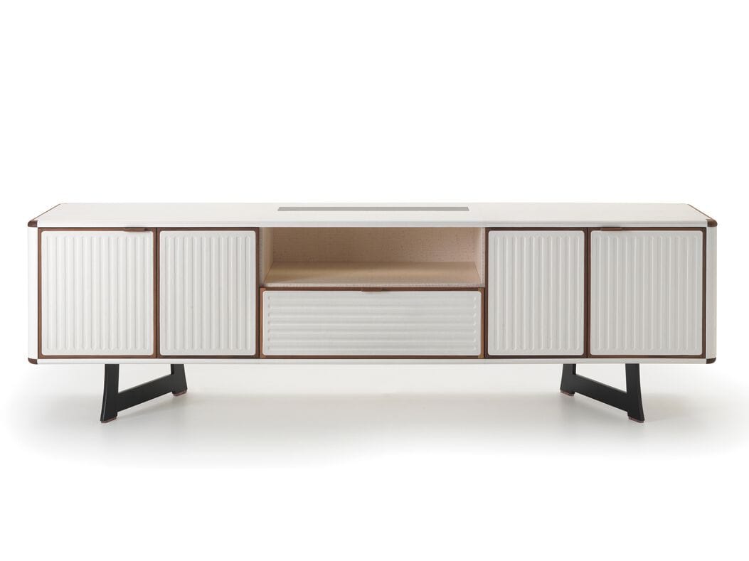 Деревянный шкаф с кожаной обивкой и распашными дверями i 4 Mariani Мур ARCH-00093022