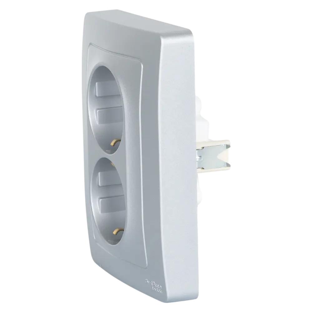Розетка двойная встраиваемая Systeme Electric Blanca с заземлением со шторками цвет алюминий 86728852 STLM-2070451 - Вид №2