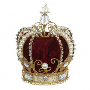 MO 92524 Верхушка корона, бархат, металл, золото с красным 22 см GOODWILL