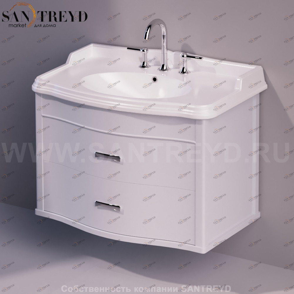 Тумба с ящиком подвесная под раковину AR864 белая Simas Arcade ARM3BIANCO