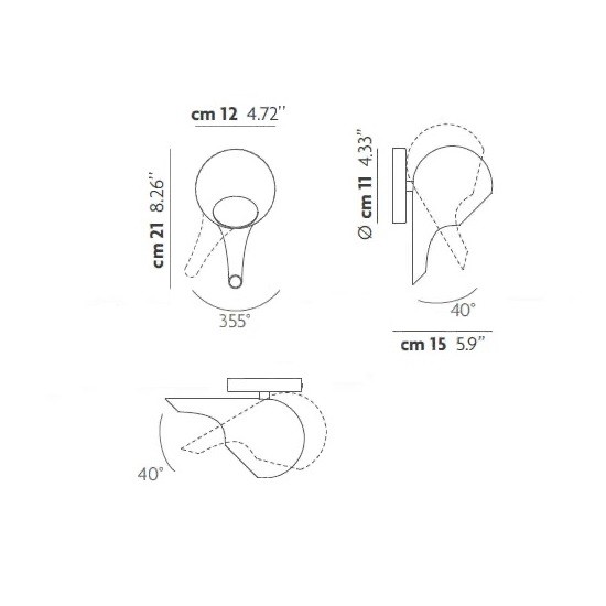 Studio Italia Design Probe S2 silver/white настенный светильник 89092 - Вид №1
