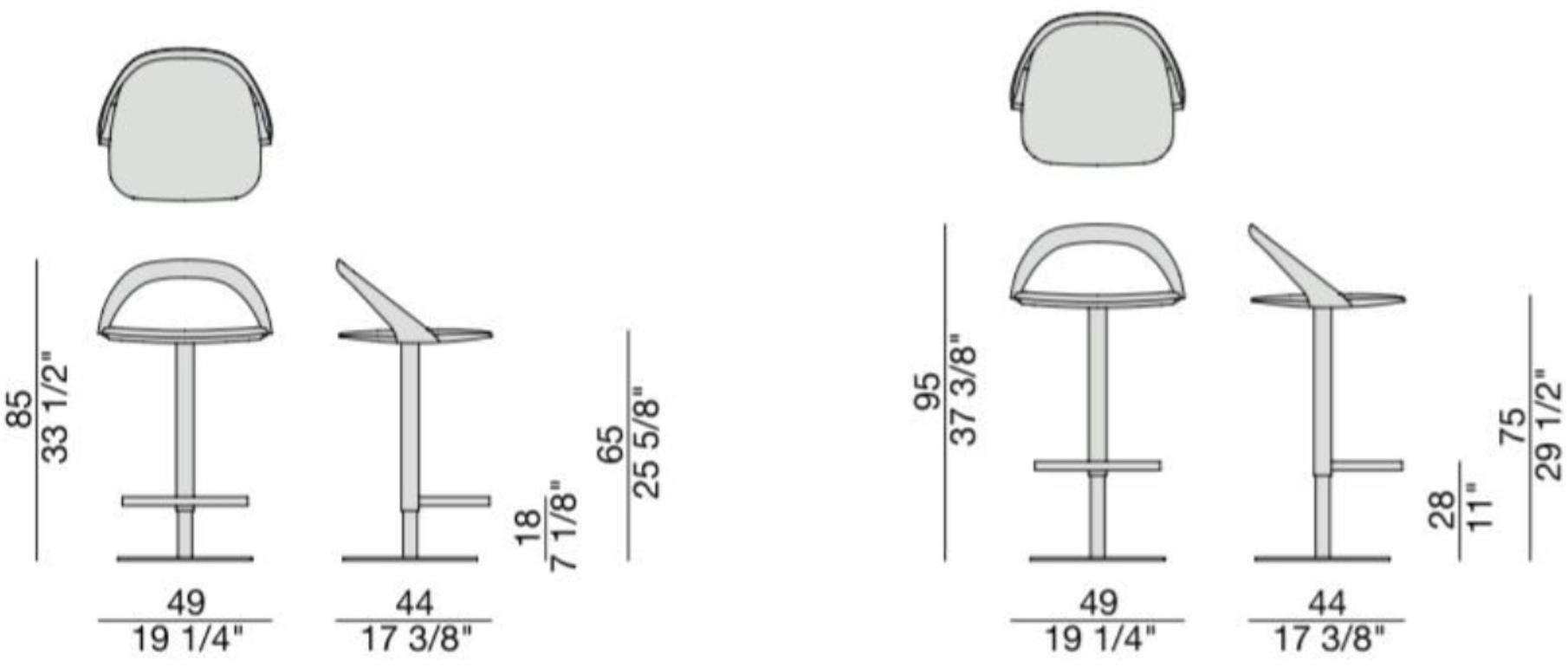 Porada Табурет металлический поворотный со спинкой из орехового дерева Iron sun-id-1432625 - Вид №3