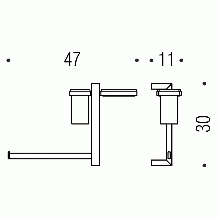 B9120 SX Настенная штанга (полотенцедержатель, мыльница, стакан) COLOMBO UNITS Colombo Design - Вид №1