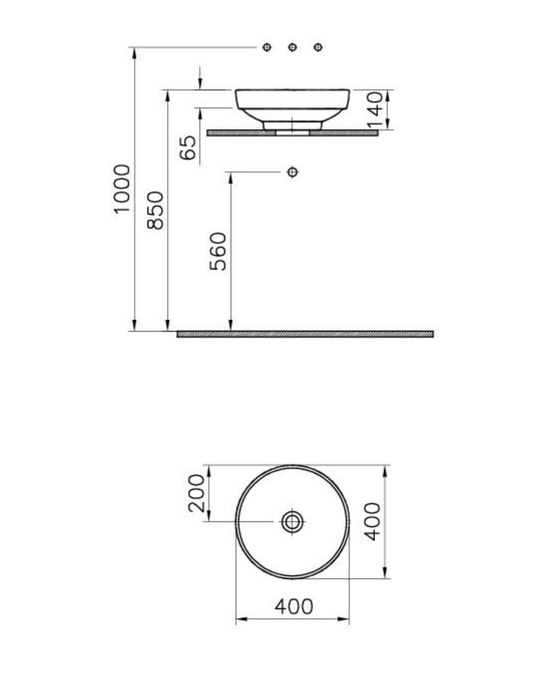 Керамический одиночный круглый умывальник VitrA Bathrooms Water Jewels ARCH-00103715 - Вид №5