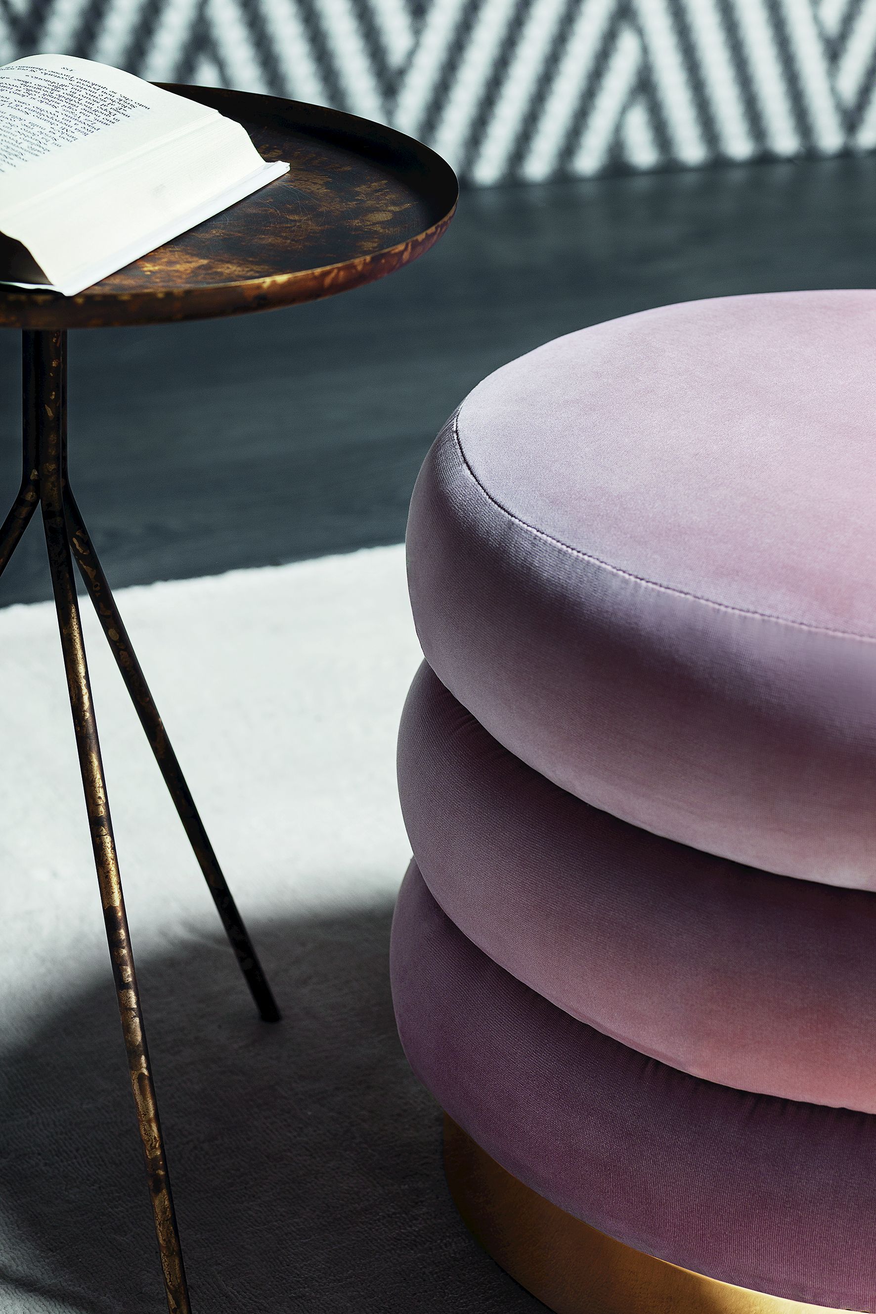 Круглый пуф из ткани Vibieffe 9235 шиньон ARCH-00134877 - Вид №5