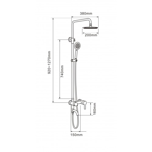 Душевая система MELANA-F1002 нерж.сталь, с тропическим душем, лейкой и смесителем, сатин 1002  - Вид №1