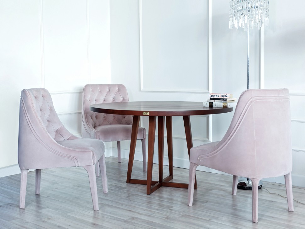 Обеденный стол круглый деревянный 130 см коричневый Spider 1 ICON DESIGNE  178123 Коричневый  - Вид №1