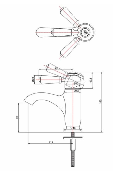 Однорычажный смеситель для раковины Burlington CHELSEA ARCH-00000335 - Вид №2
