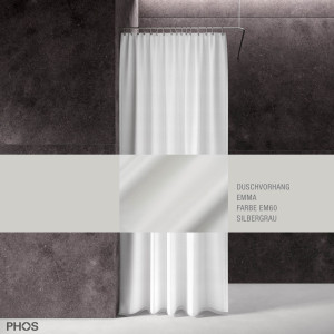 DV-EMMA200-120-EM60 Занавеска для душа emma серебристо-серая, длина 200 см, ширина 120 см. PHOS