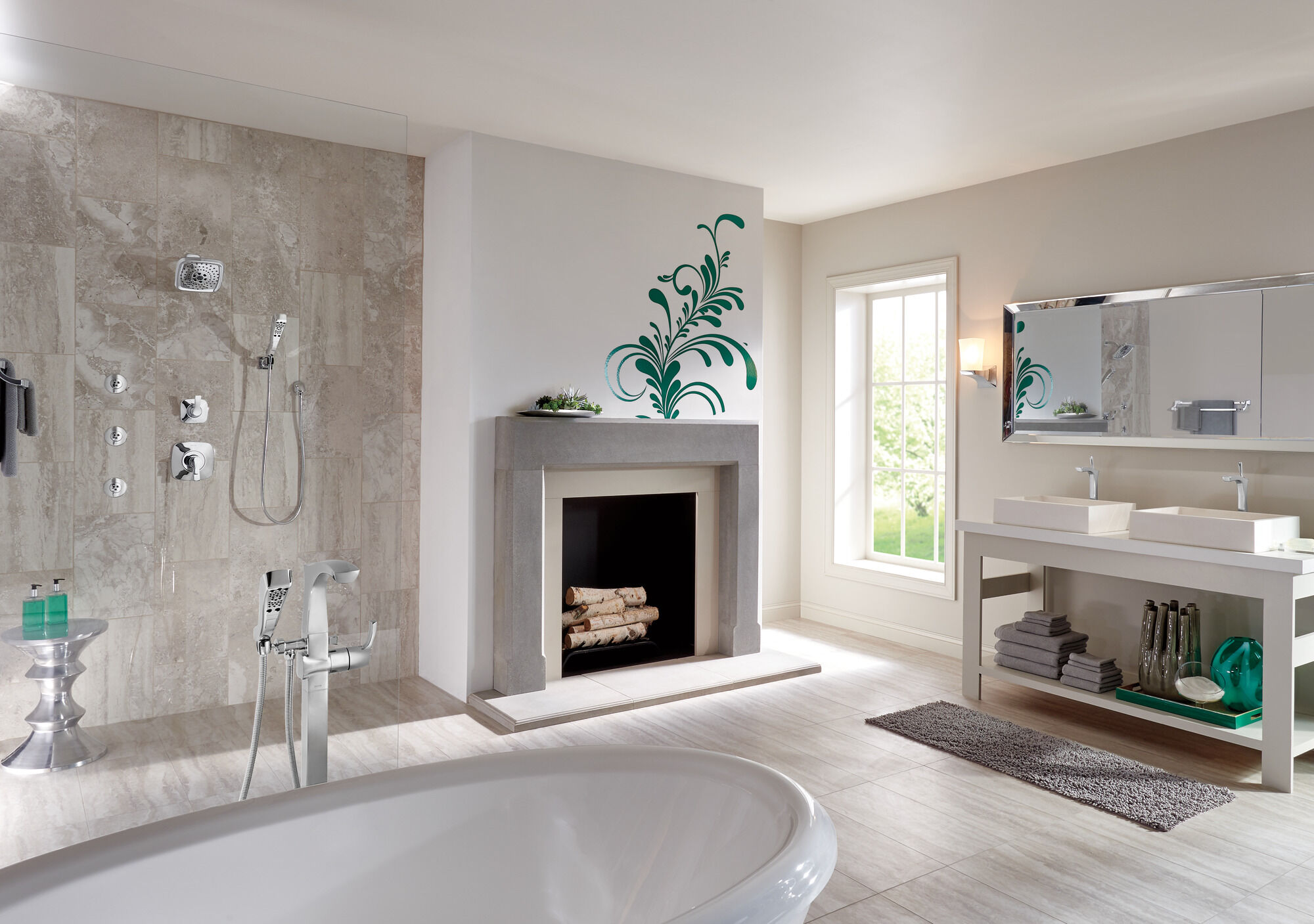 T4752-SSFL Напольная накладка для ванны с одной ручкой и ручным душем Delta Faucet Tesla Нержавеющая сталь - Вид №9