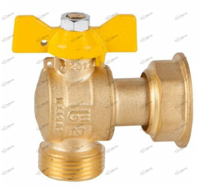 GENEBRE 3627 05 Кран шаровой угловой для газа, скользящая гайка M-F 