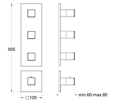 Встраиваемый термостатический смеситель для душа / ванны с 4 отверстиями CRISTINA Rubinetterie Термостатические смесители-Shower &amp ARCH-00098059 - Вид №1
