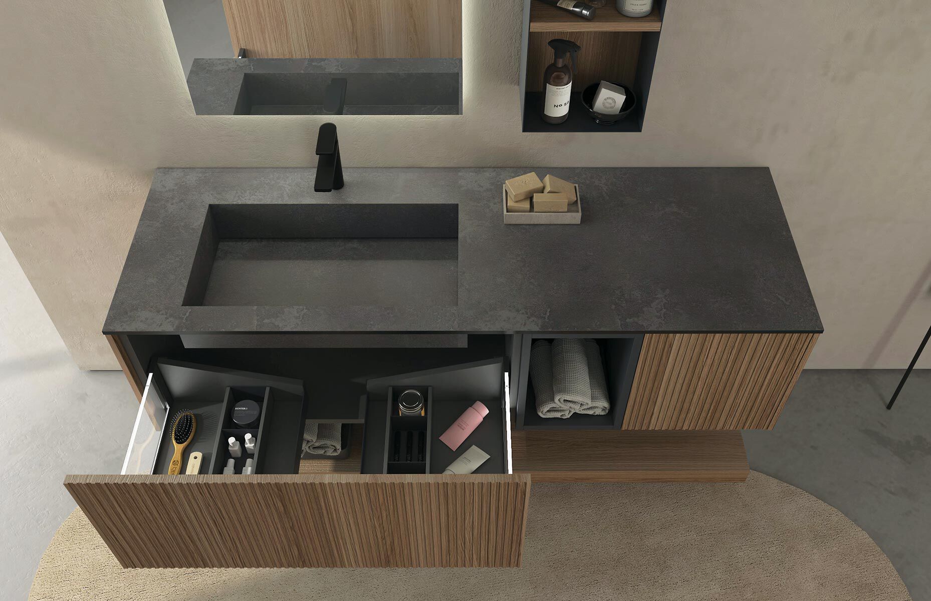 Деревянный подвесной шкаф с одной раковиной LEGNOBAGNO Ri-Stretch ARCH-00036512 - Вид №2