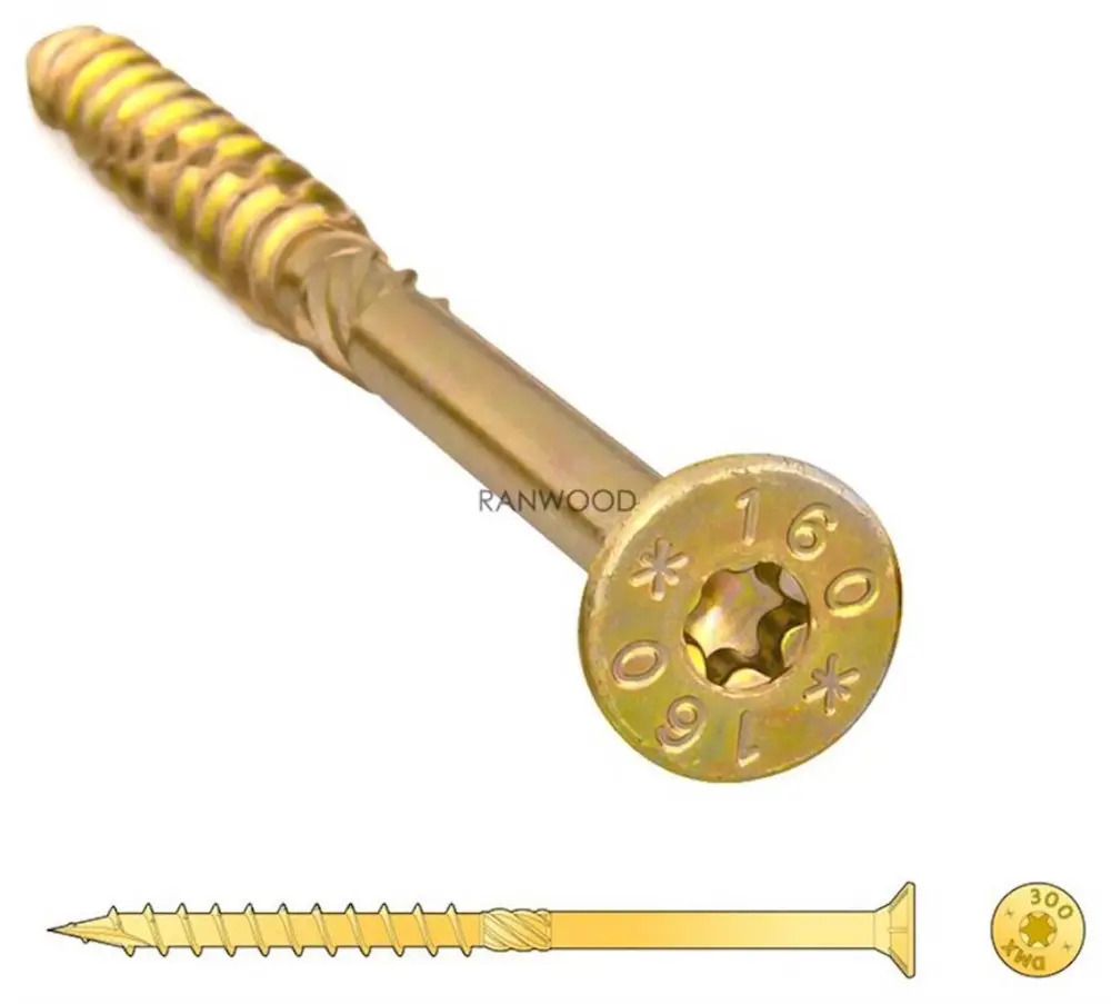 90938445 Шуруп для дерева Rusconnect потай 5×90 желтый цинк 200 шт. STLM-1011273