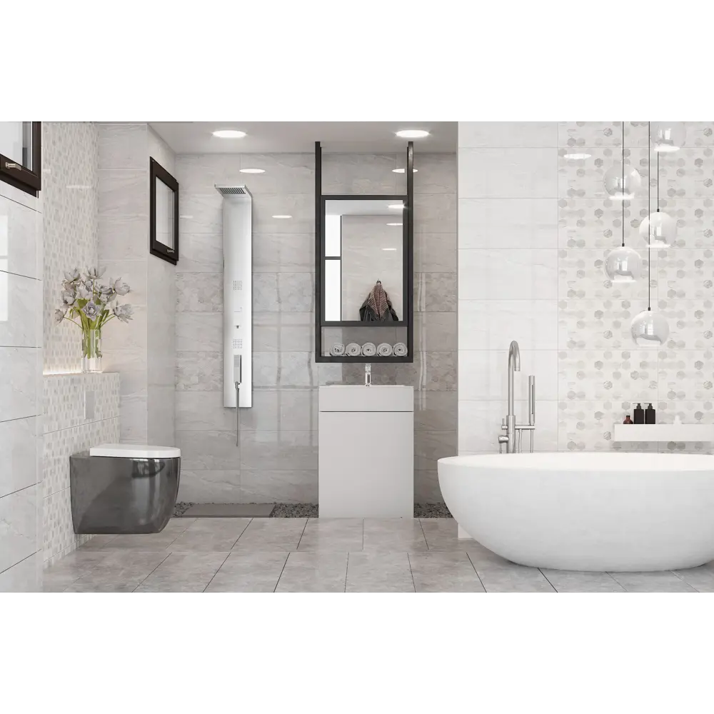 Плитка настенная Marmo Milano Hexagon 30х60 см 1.44 м² цвет серый 82637807 STLM-2090935 Golden Tile  - Вид №3