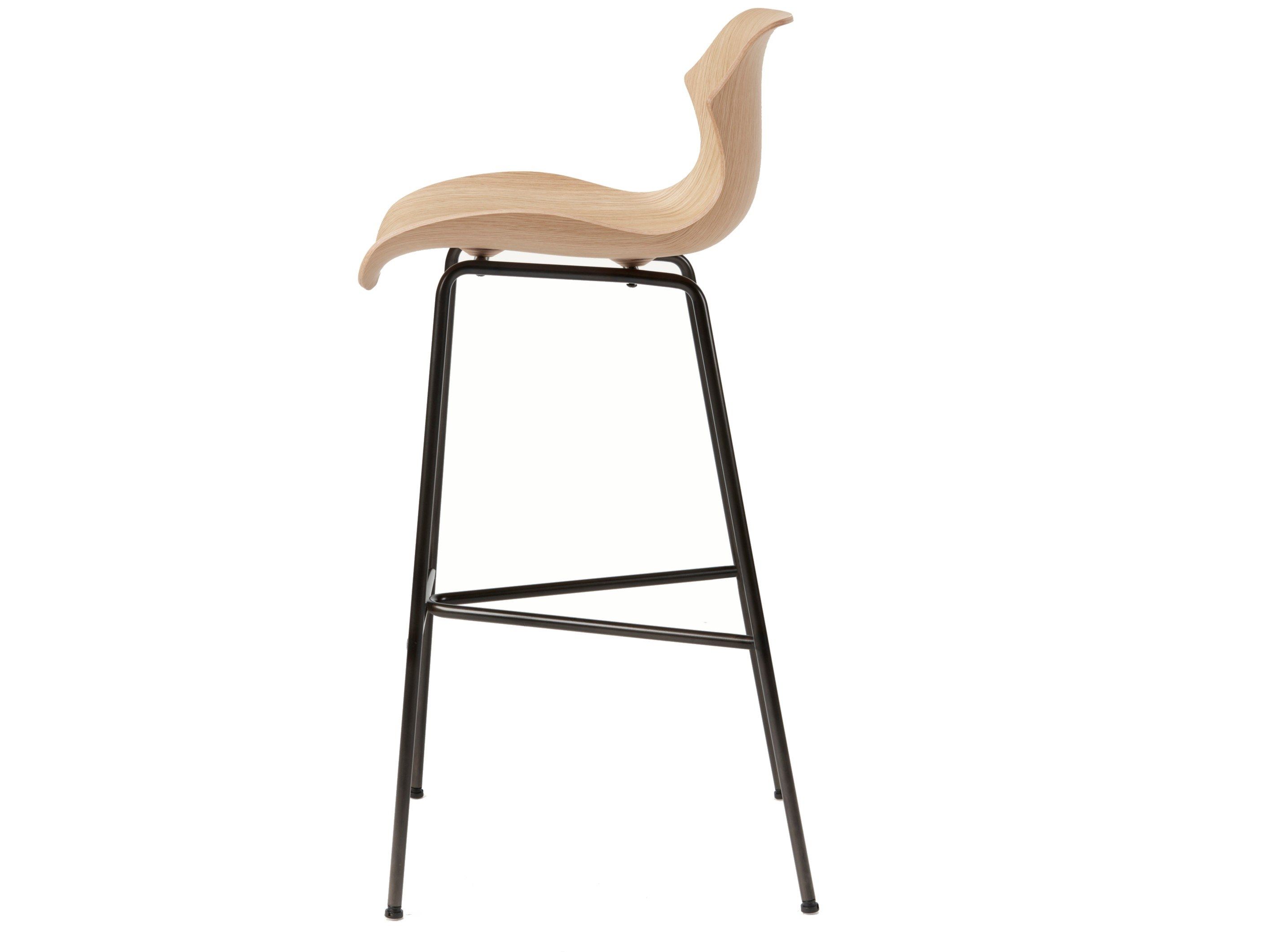 Стальной и деревянный барный стул со спинкой BassamFellows Petal ARCH-00059576 - Вид №5