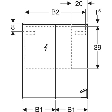 500.593.00.1 Зеркальный шкаф Geberit Option Plus с подсветкой и двумя дверями Geberit  - Вид №3