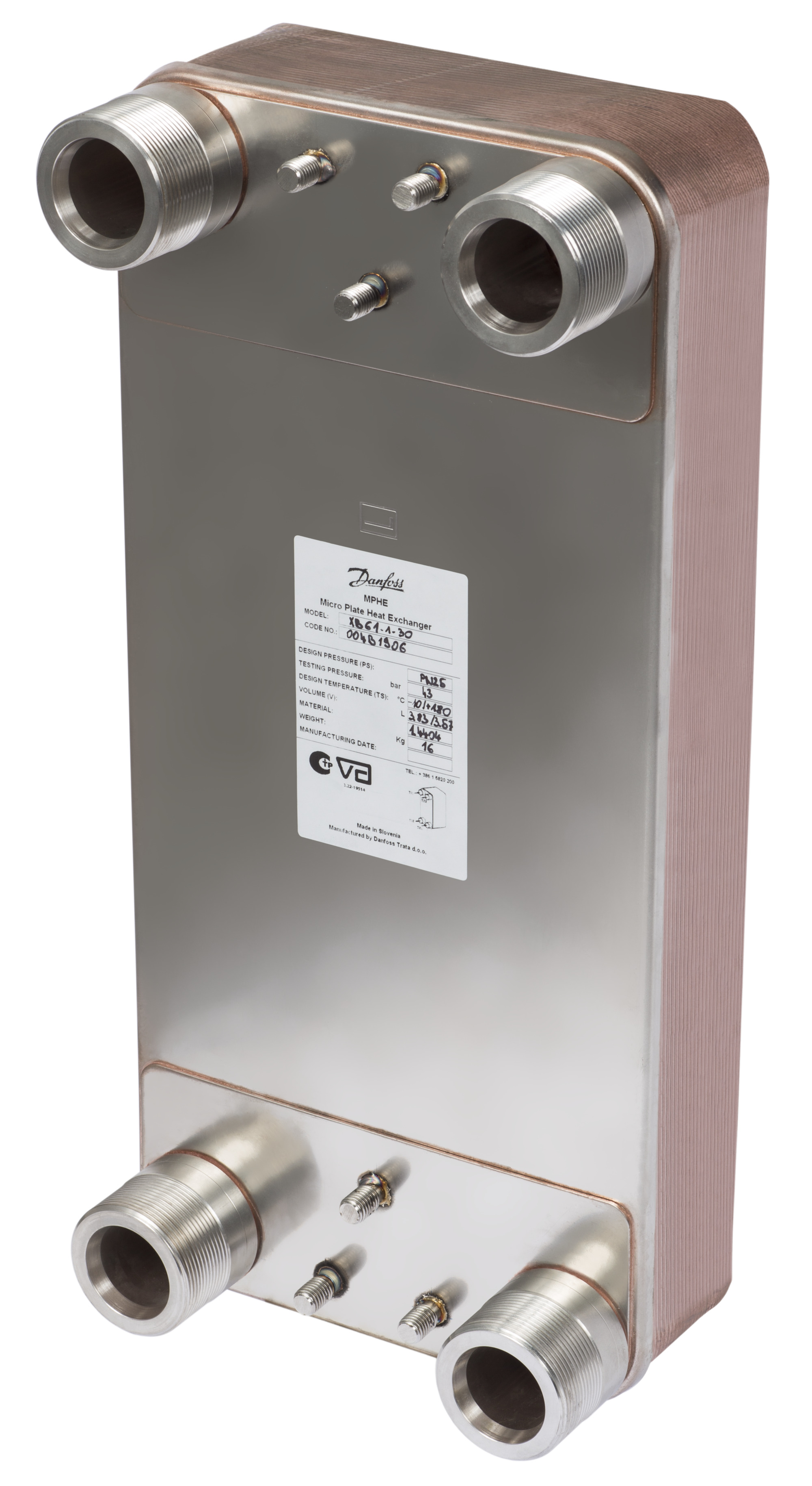 Danfoss Паяный пластинчатый теплообменник серии XB61 XB 61L-1-36 PN25 паяный ТО G2 004B1907  - Вид №3