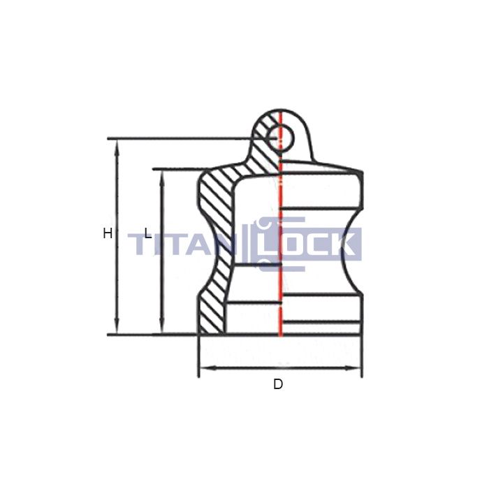 Камлок алюминиевый тип DР, заглушка для розетки 1", TL100DPAL TITAN LOCK  - Вид №1
