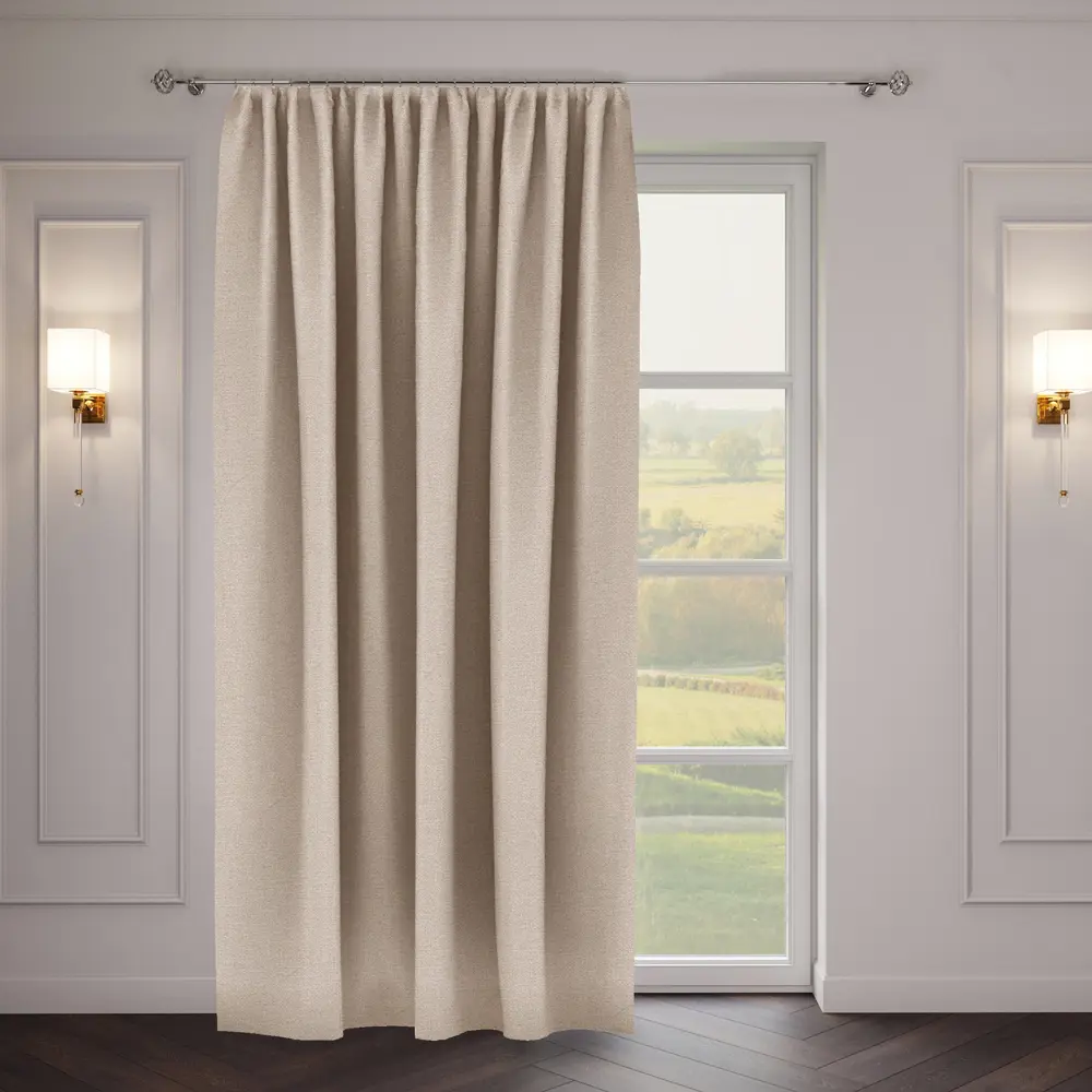 Штора на ленте «Стиль» 200x270 см однотон цвет экрю ТОРГОВЫЙ ДОМ ТЕКСТИЛЬ STLM-2073355