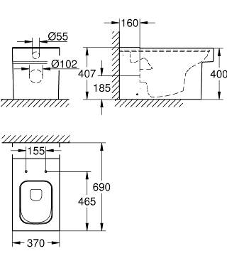 3948400H Компакт унитаз с бачком Белый Grohe Cube Италия - Вид №1