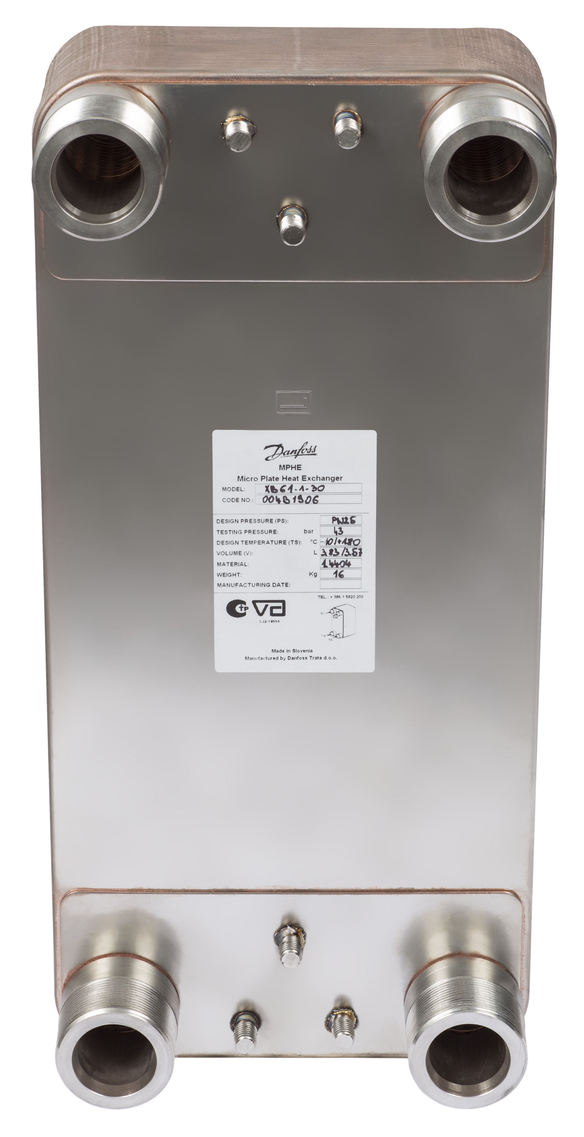 Danfoss Паяный пластинчатый теплообменник серии XB61 XB 61L-1 160 PN25 паяный ТО G2 004B3441  - Вид №12