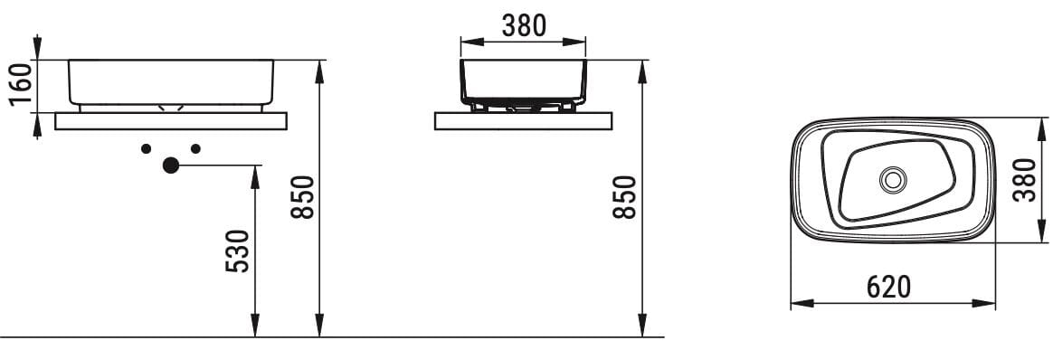 Керамическая раковина с одной столешницей Ceramica Dolomite за пределами ARCH-00090533 - Вид №8