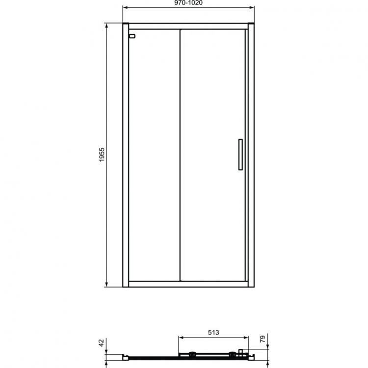 K9273V3 Сдвижная дверь в нишу 100 см Sliding door Ideal Standard CONNECT 2 - Вид №1