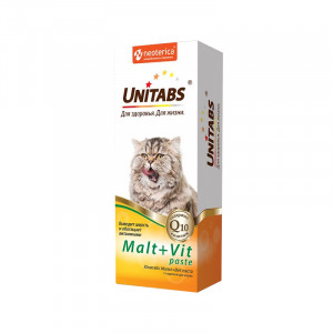ПР0057909 Паста для кошек Malt+Vit для вывода шерсти с таурином 120мл UNITABS