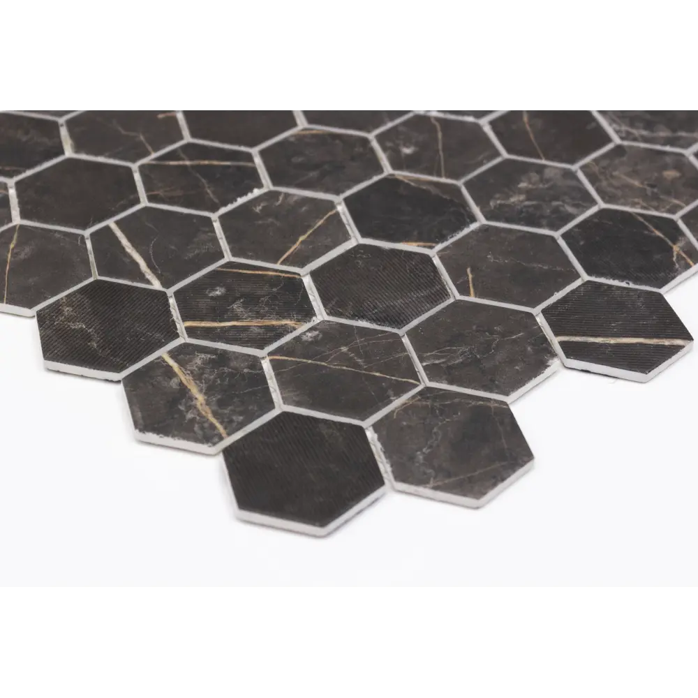 Мозаика Hexag Marble Coimbra стекломасса 28.4x4.9 см цвет черный 83681529 STLM-2106362 Santreyd Мозаика Onix - Вид №3