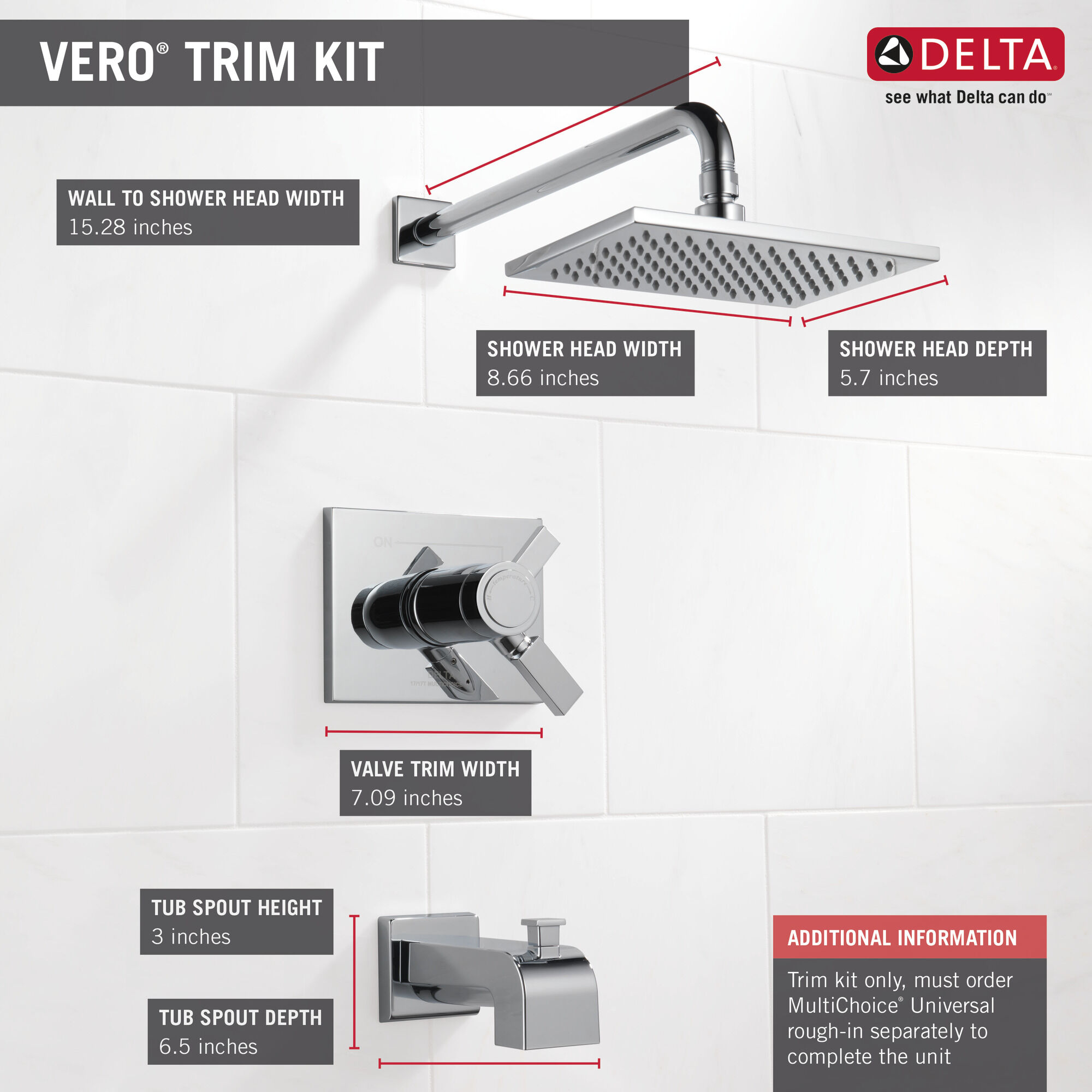T17T453-WE Для ванны и душа TempAssure® серии 17T Delta Faucet Vero Хром - Вид №1