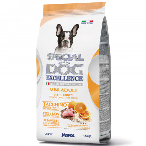 ПР0059865 Корм для собак EXCELLENCE для мелк.пород, индейка, рис,льняное семя,цитрусовые сух.1,5кг SPECIAL DOG