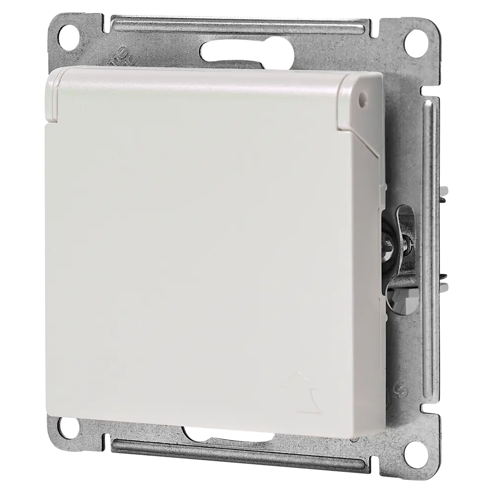 Розетка встраиваемая Systeme Electric AtlasDesign с заземлением с крышкой и шторками цвет жемчужный STLM-2118370 - Вид №2