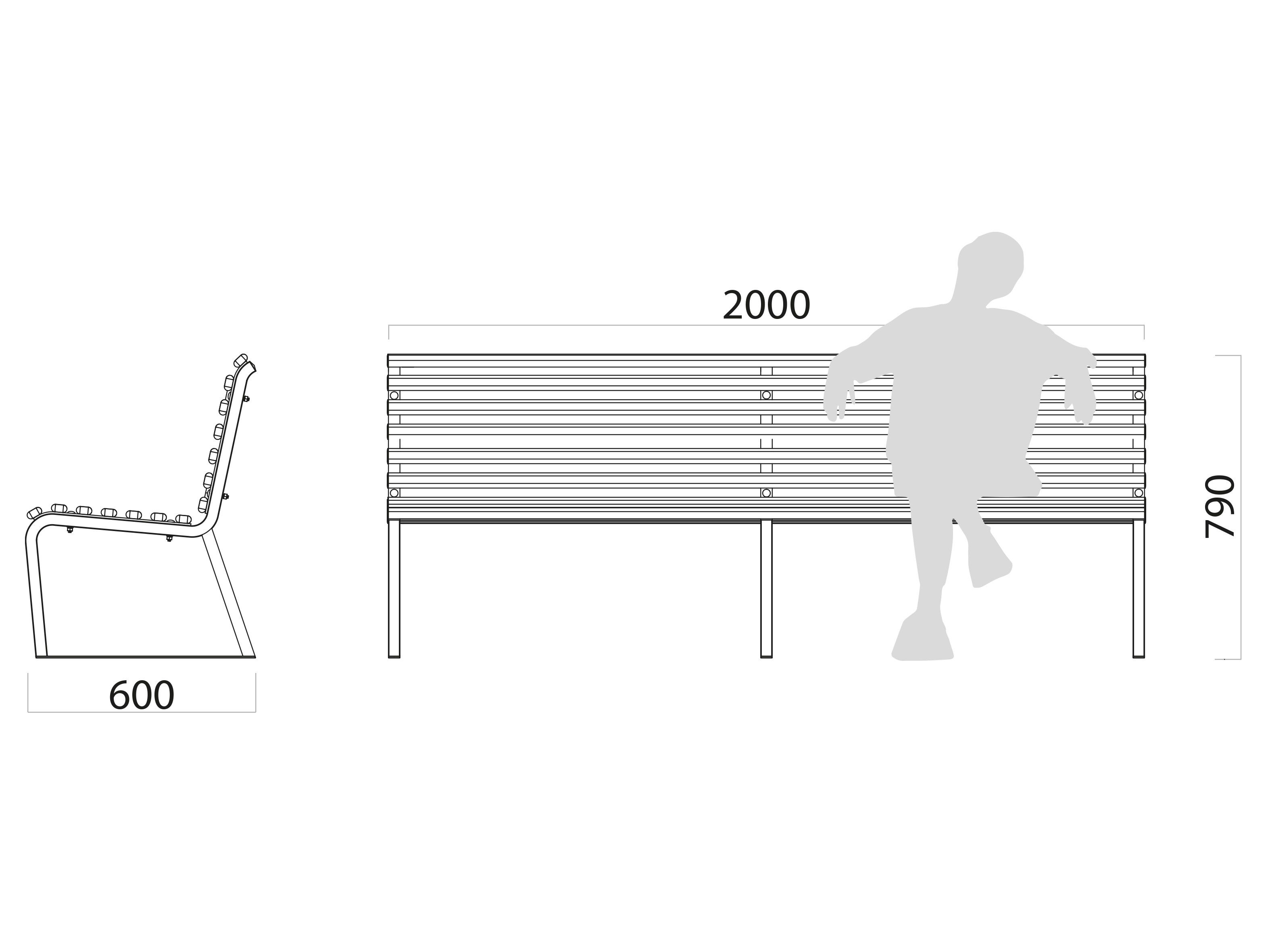 Стальная скамья со спинкой Lazzari город ARCH-00058231 - Вид №2