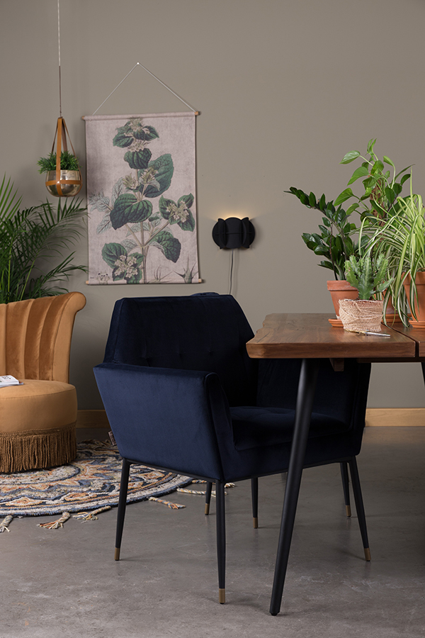 Кресло Kate темно-синее высокое под бархат Dutchbone 1200154 - Вид №1