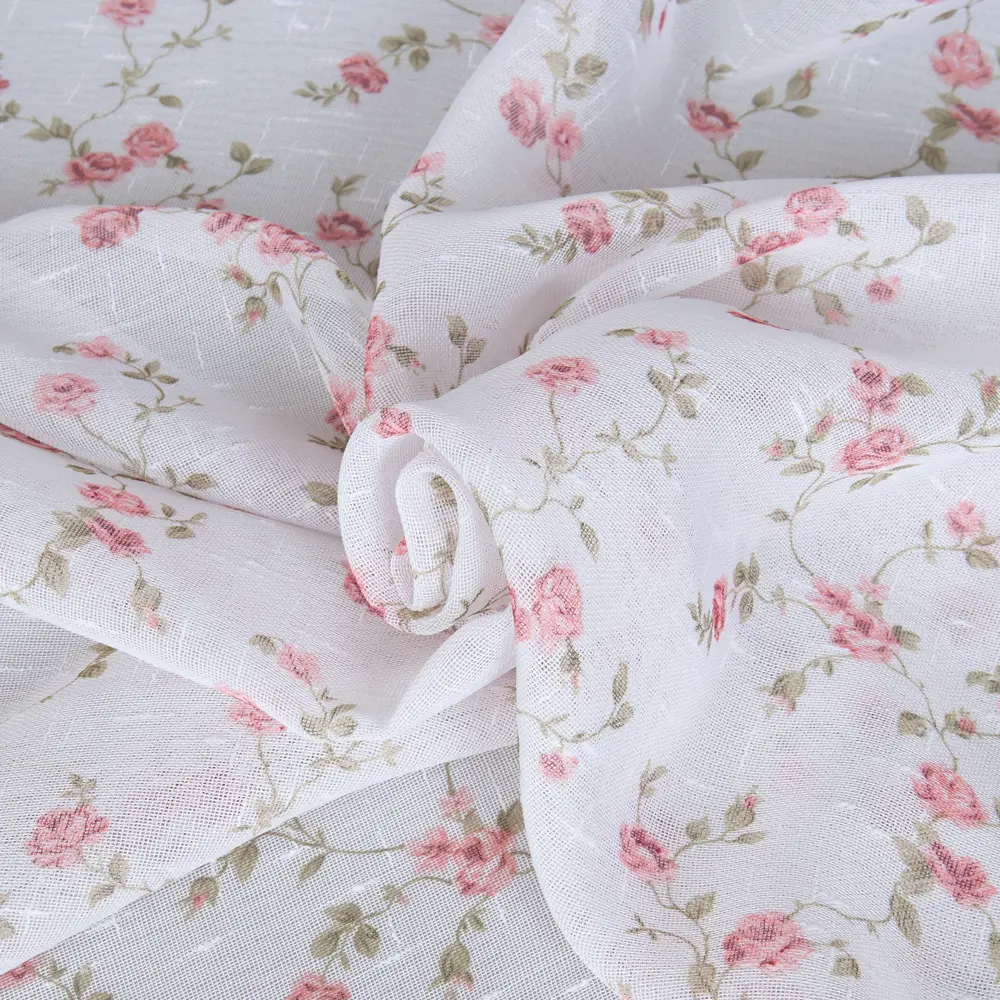 Тюль «Цветы» 1 п/м 280 см лён цвет красный ТОРГОВЫЙ ДОМ ТЕКСТИЛЬ STLM-2110031