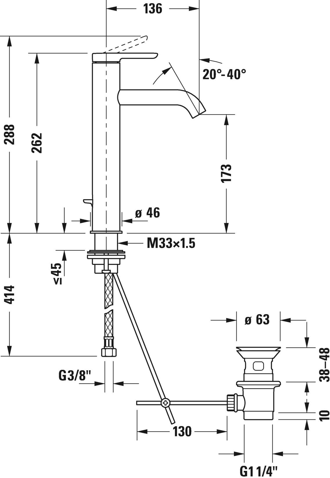 Duravit Смеситель для раковины, однорычажный, со сливом C.1 sun-id-1364810 - Вид №6