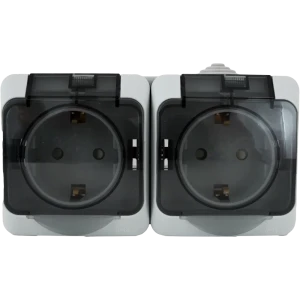 Двойная влагозащищенная розетка SYSTEME ELECTRIC Этюд с защитными шторками 82106284