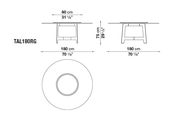 Круглый дубовый стол для гостиной B&B Italia ALEX ARCH-00058317 - Вид №2