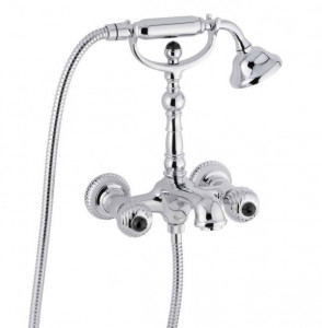 98011SWNECR Смеситель The One для ванны. Металлические ручки + черные кристаллы Swarovski, цвет хром