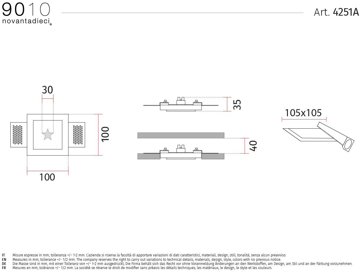 9010 novantadieci Встраиваемый потолочный светильник led из cristaly®  4251a  - Вид №2