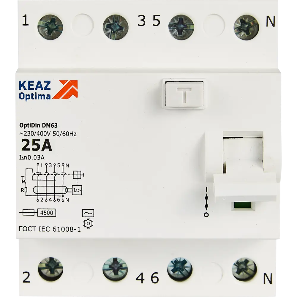 КЭАЗ УЗО 4-полюсное 25А с защитой от утечек тока 30мА 89341825 STLM-1112081 - Вид №1