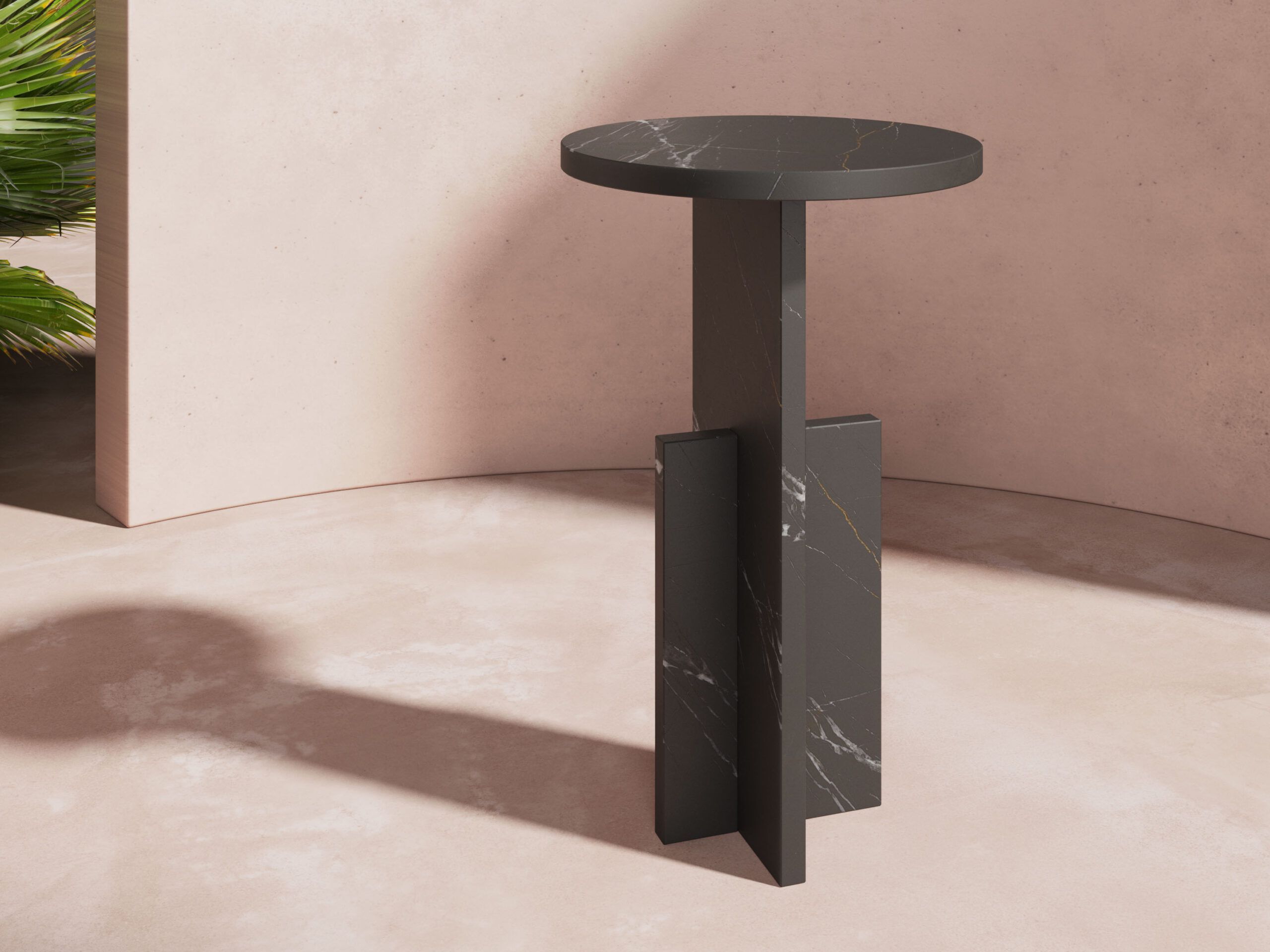 Высокий круглый мраморный журнальный столик Sahara Noir MILLE997 Element ARCH-00112737