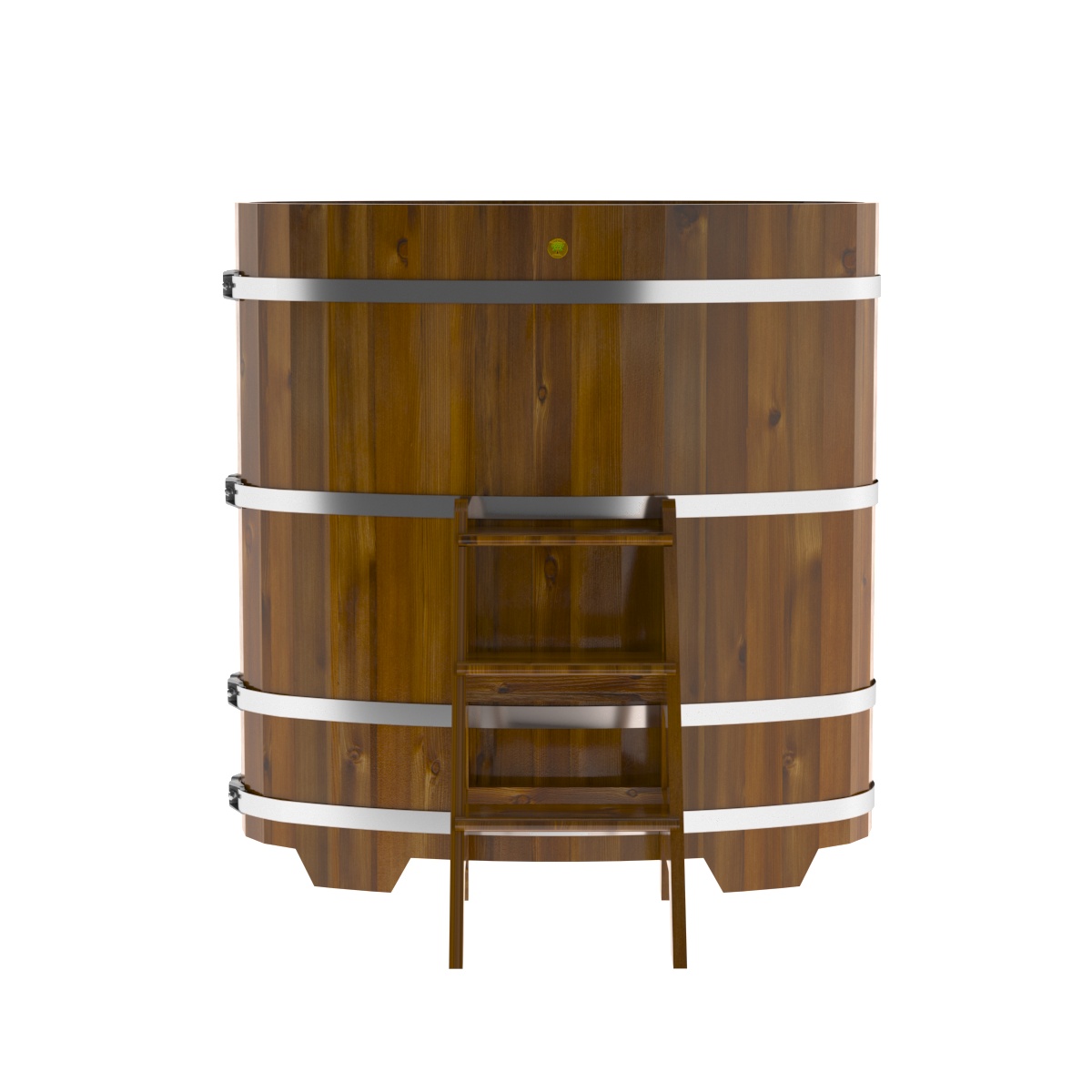 2256 Купель овальная из лиственницы Рустик 0,69х1,31х1,4 морёная Alyarus  - Вид №4